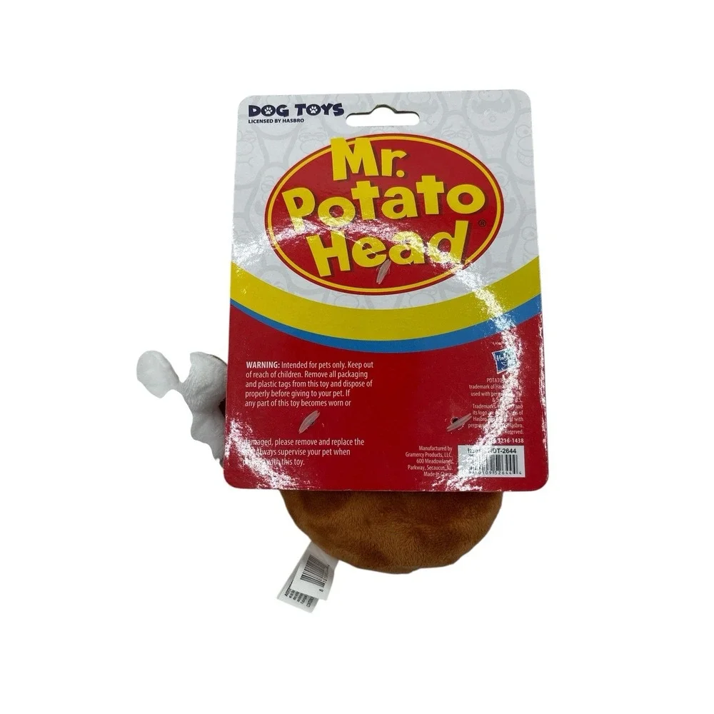 Hasbro Small Mr. Potato Head Plush Dog Toy Squeak, Crinkle & Rope New 6.5